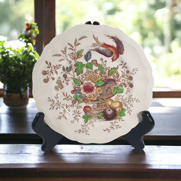 Hampshire Royal Doulton Vintage Bread Bone Plate Flowers Fruit Bird Collection - Picture 1 of 7